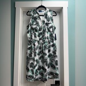 Apt. 9 Black and Green Palm Print Midi Dress